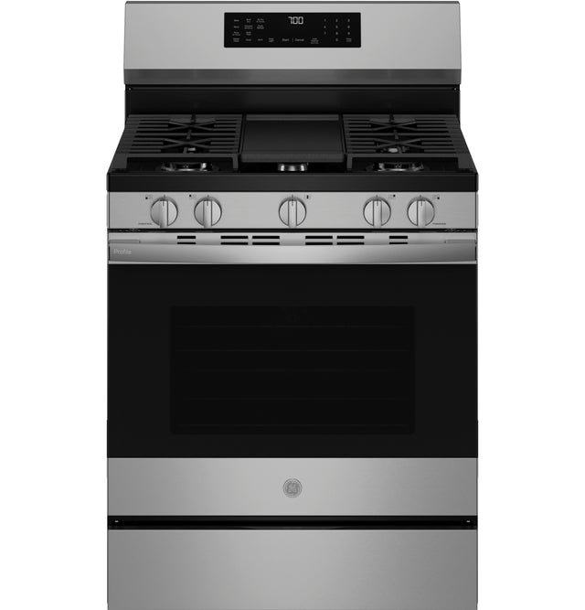 GE Profile™ 30” Smart Free-Standing Gas Convection Range with No Preheat Air Fry and EasyWash™ Oven Tray PGF700AYFS