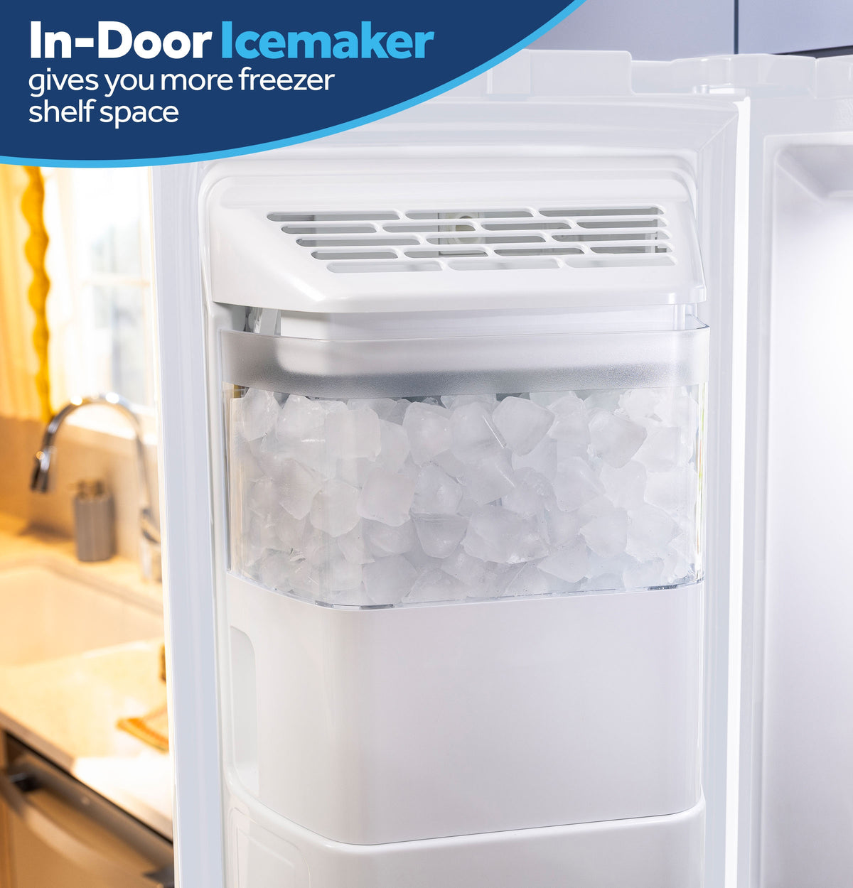 GE 23.6 Cu. Ft. Counter-Depth Side-By-Side Refrigerator with Extra Tall Dispenser and In-Door Icemaker GZS24NGYWW