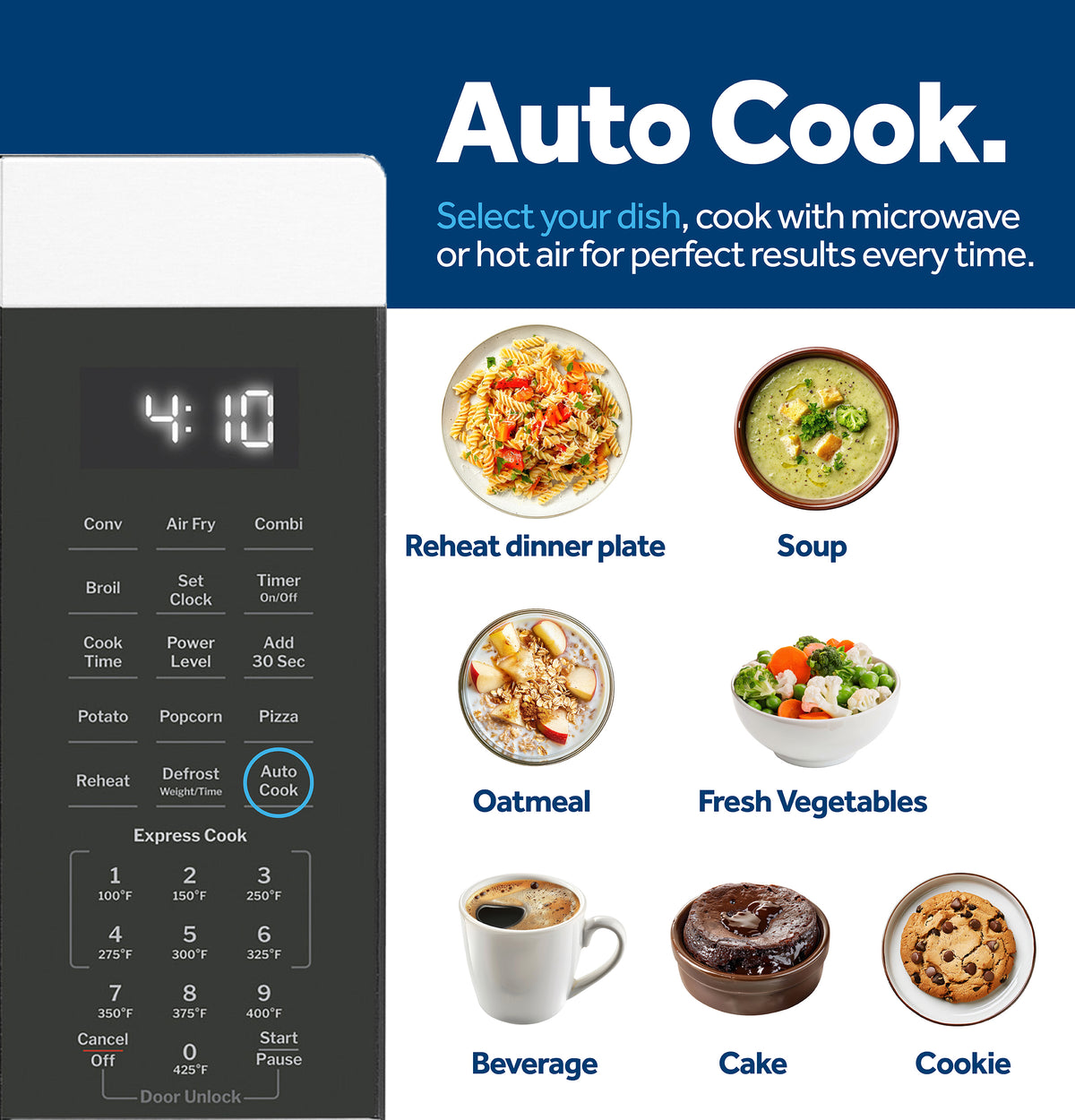 GE® 1.0 Cu. Ft. Capacity Countertop Convection Microwave Oven with Air Fry GCST10A1WWW