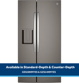 GE 23.6 Cu. Ft. Counter-Depth Side-By-Side Refrigerator with Extra Tall Dispenser and In-Door Icemaker GZS24NMYES