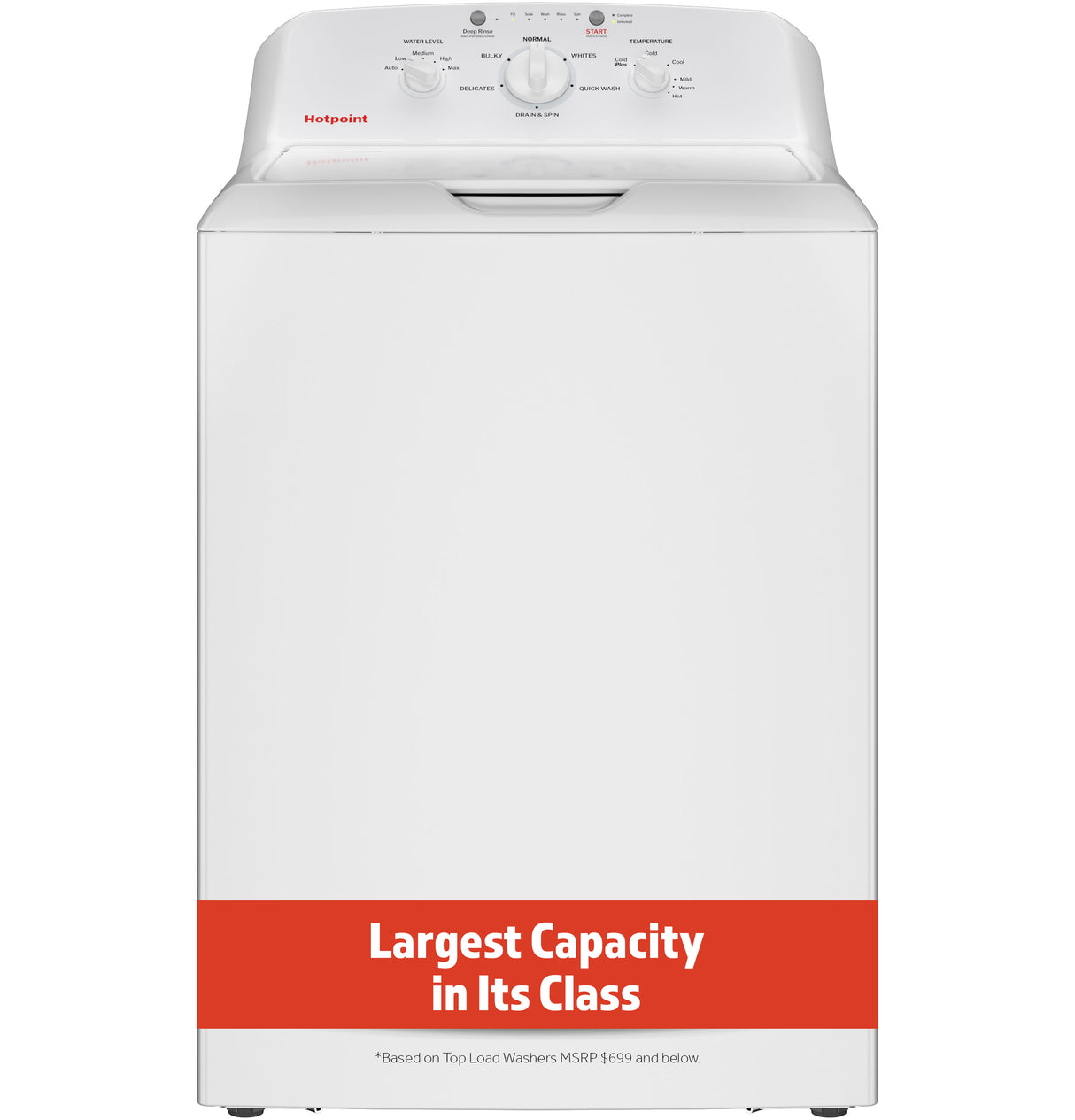 Hotpoint 4.0 cu. ft. Capacity Washer with Stainless Steel Basket, Cold Plus and Water Level Control HTW265ASWWW