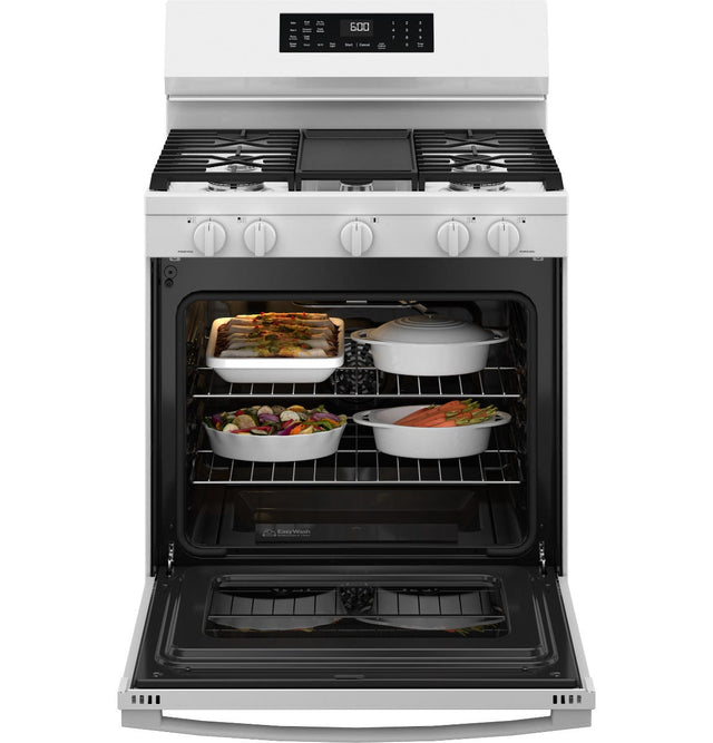 GE® 30" Free-Standing Gas Convection Range with No Preheat Air Fry and EasyWash™ Oven Tray GGF600AVWW