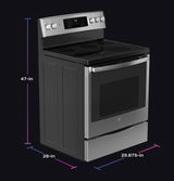 GE Profile 30" Smart Free-Standing Electric Convection Fingerprint Resistant Range with No Preheat Air Fry PB900YVFS