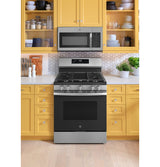 GE® 30" Free-Standing Gas Convection Range with No Preheat Air Fry and EasyWash™ Oven Tray GGF600AVSS