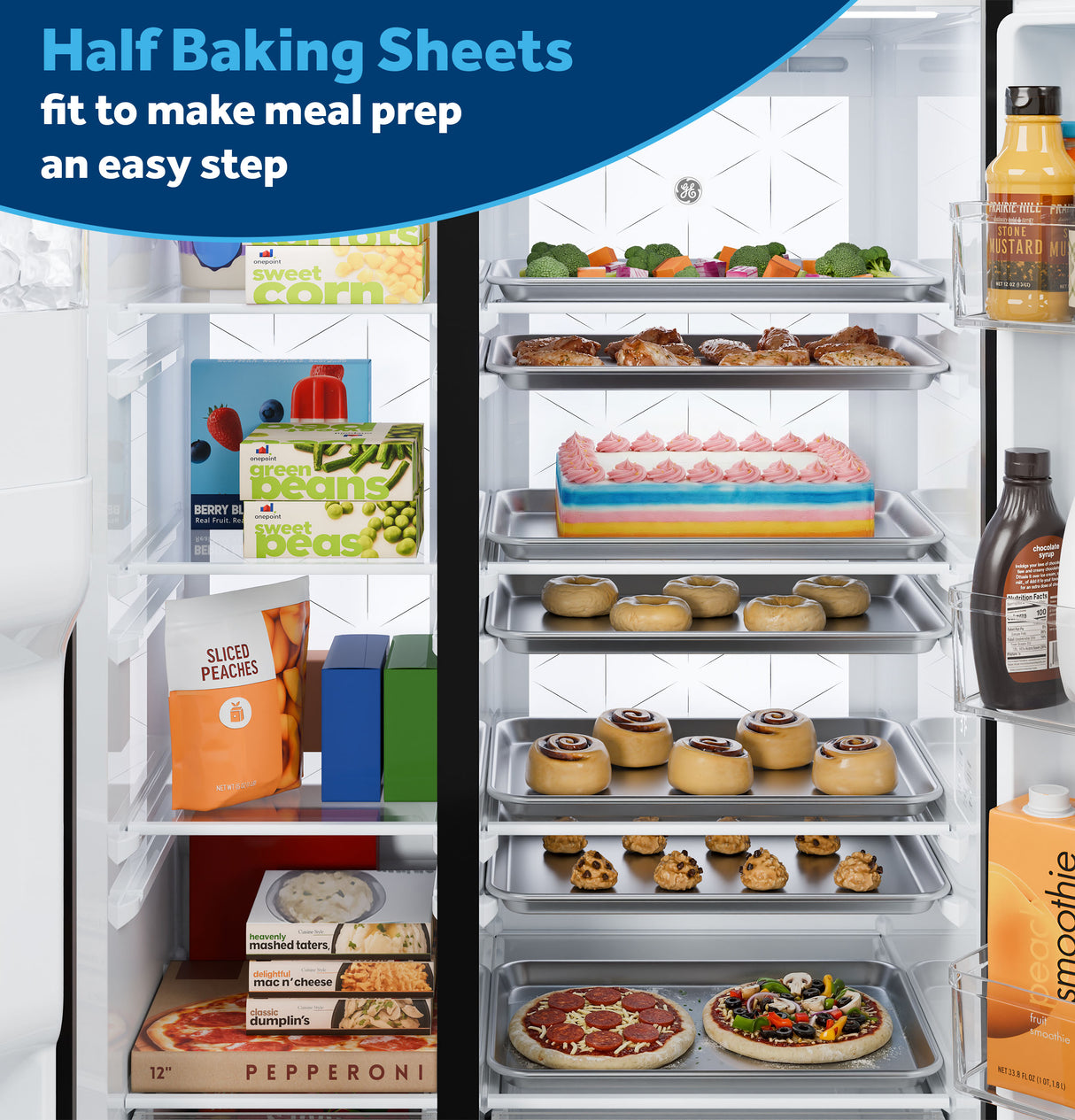 GE® 24 Cu. Ft. Counter-Depth Side-By-Side Refrigerator with LED Light Walls and Extra Tall Dispenser GZS24PYYFS