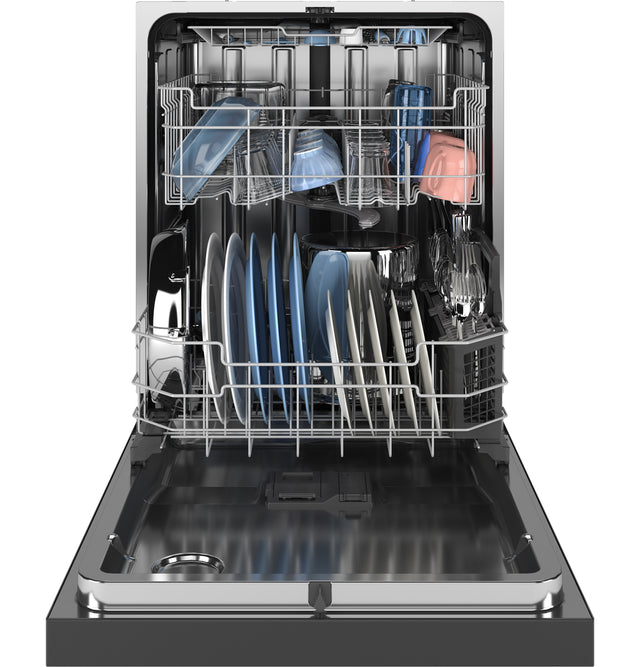 GE Front Control with Stainless Steel Interior Dishwasher with Sanitize Cycle GDF650SMVES