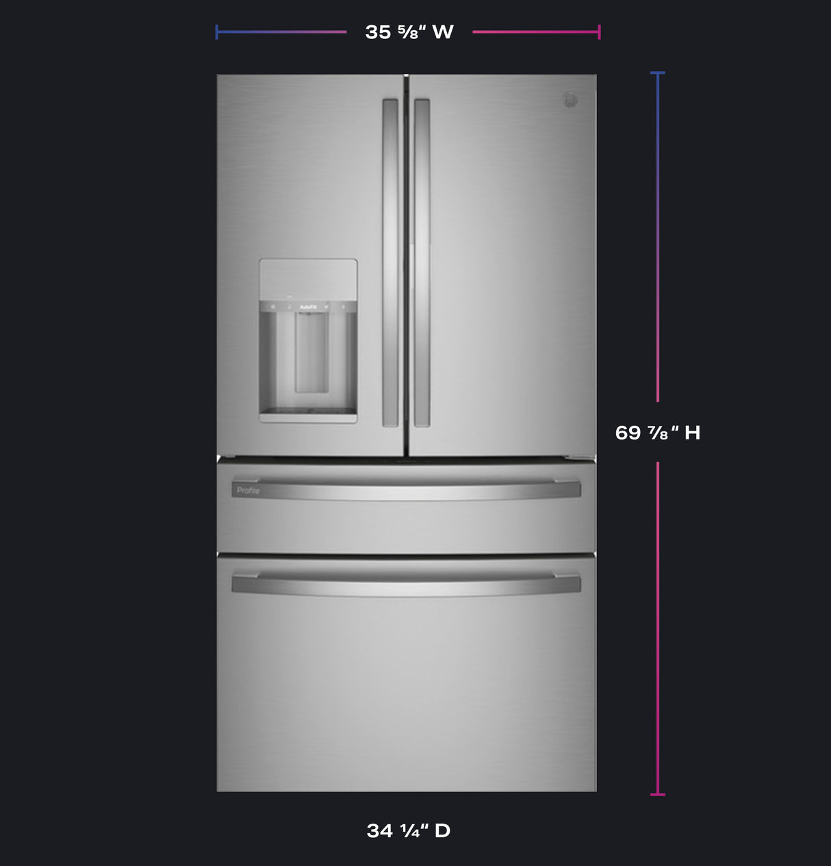 GE Profile™ 22.4 Cu. Ft. Smart Counter-Depth Fingerprint Resistant 4-Door French-Door Refrigerator with Door In Door PXD22BYPFS