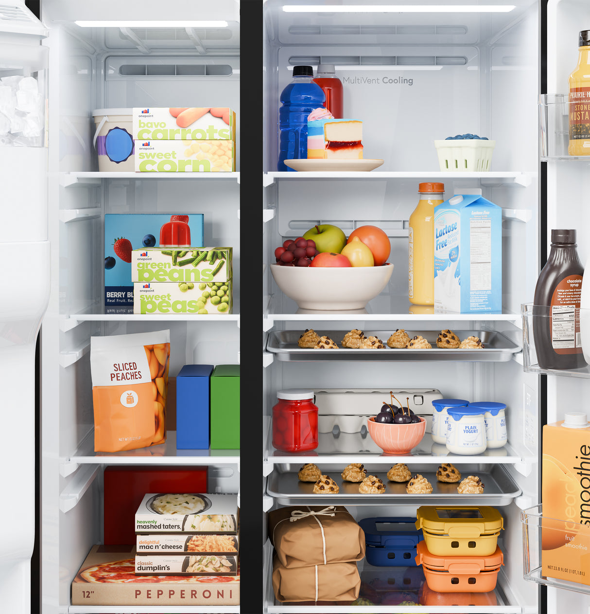 GE® ENERGY STAR® 24 Cu. Ft. Counter-Depth Side-By-Side Refrigerator with Extra Tall Dispenser and In-Door Icemaker GZE24NYYFS