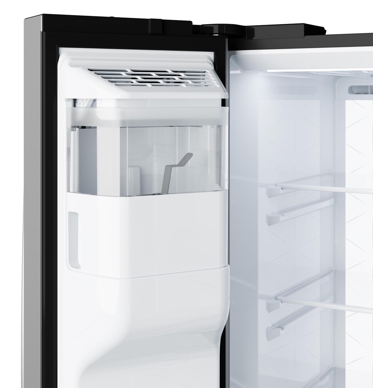GE® 24 Cu. Ft. Counter-Depth Side-By-Side Refrigerator with LED Light Walls and Extra Tall Dispenser GZS24PYYFS