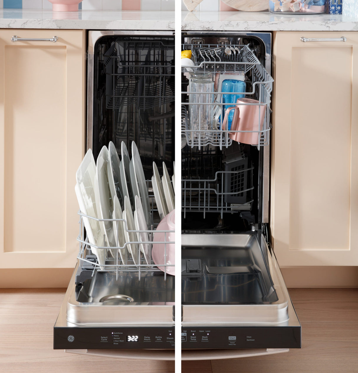 GE Top Control with Stainless Steel Interior Dishwasher with Sanitize Cycle GDT670SMVES