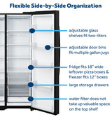 GE 23.6 Cu. Ft. Counter-Depth Side-By-Side Refrigerator with Extra Tall Dispenser and In-Door Icemaker GZS24NGYBB