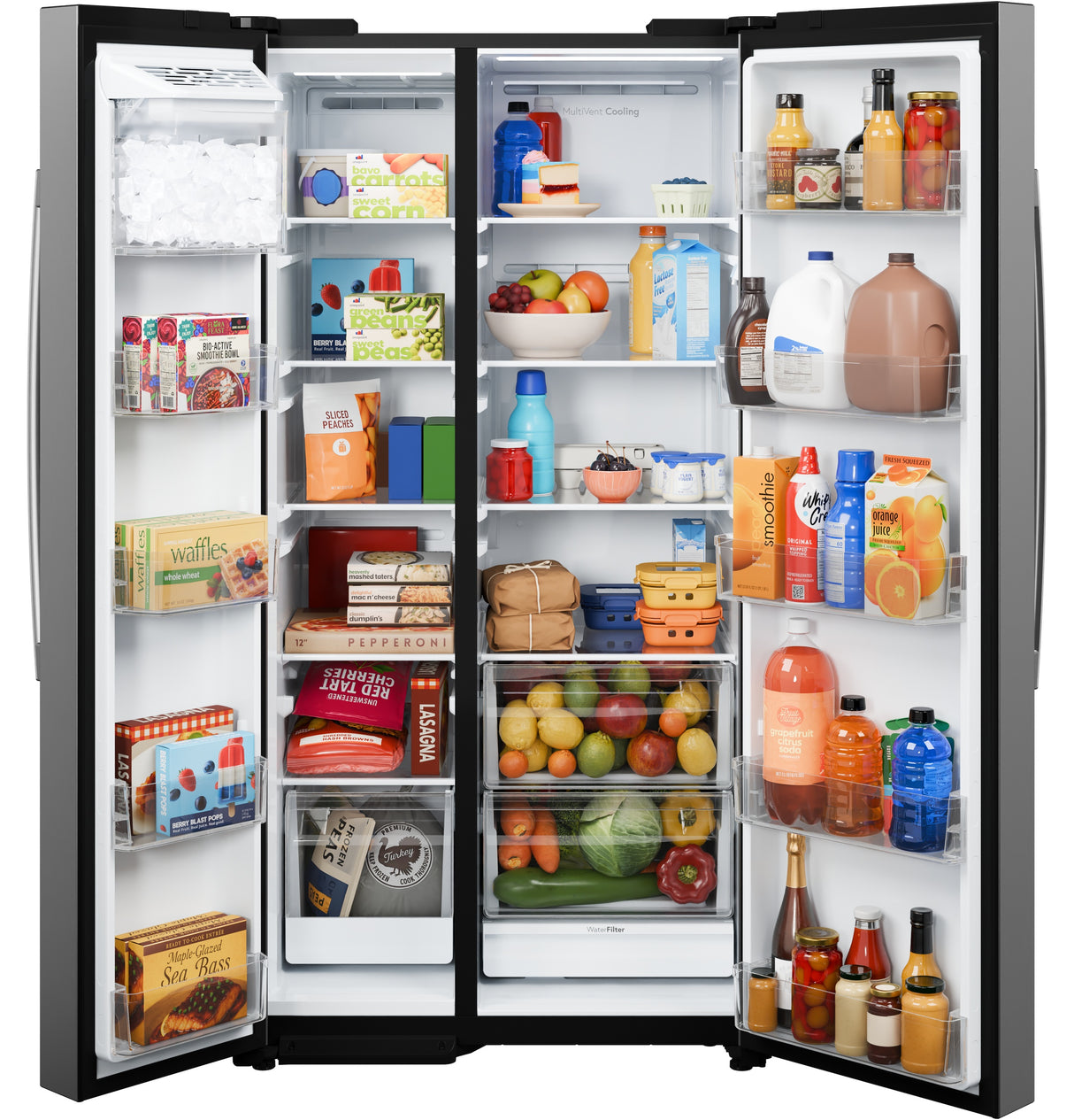 GE 24.2 Cu. Ft. Counter-Depth Side-By-Side Refrigerator with Internal Dispenser and In-Door Icemaker GKS24NYYFS