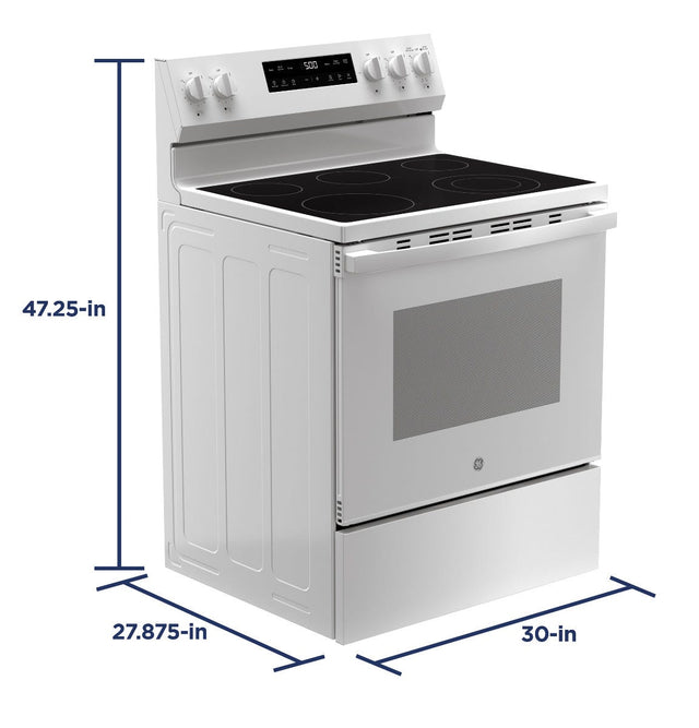 GE® 30" Free-Standing Electric Range GRF500PVWW