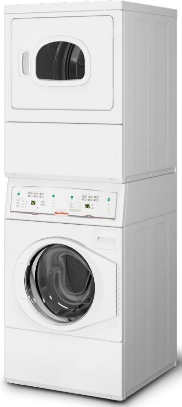 Speed Queen 27 Inch Commercial Electric Stacked Dryer on Washer Laundry Center LTEE5ASP175TW01