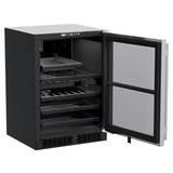 Marvel 24-IN BUILT-IN DUAL ZONE WINE AND BEVERAGE CENTER MLBD224-SG01A-Stainless Steel Frame Glass