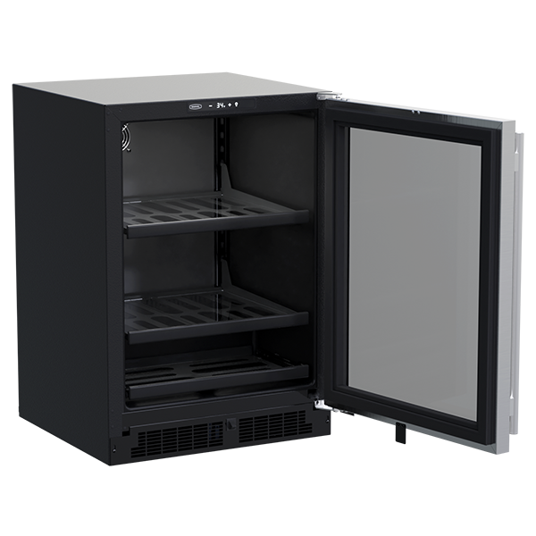 Marvel 24-IN BUILT-IN BEVERAGE CENTER WITH 3-IN-1 CONVERTIBLE SHELVES MLBV224-SG01A-Stainless Steel Frame Glass