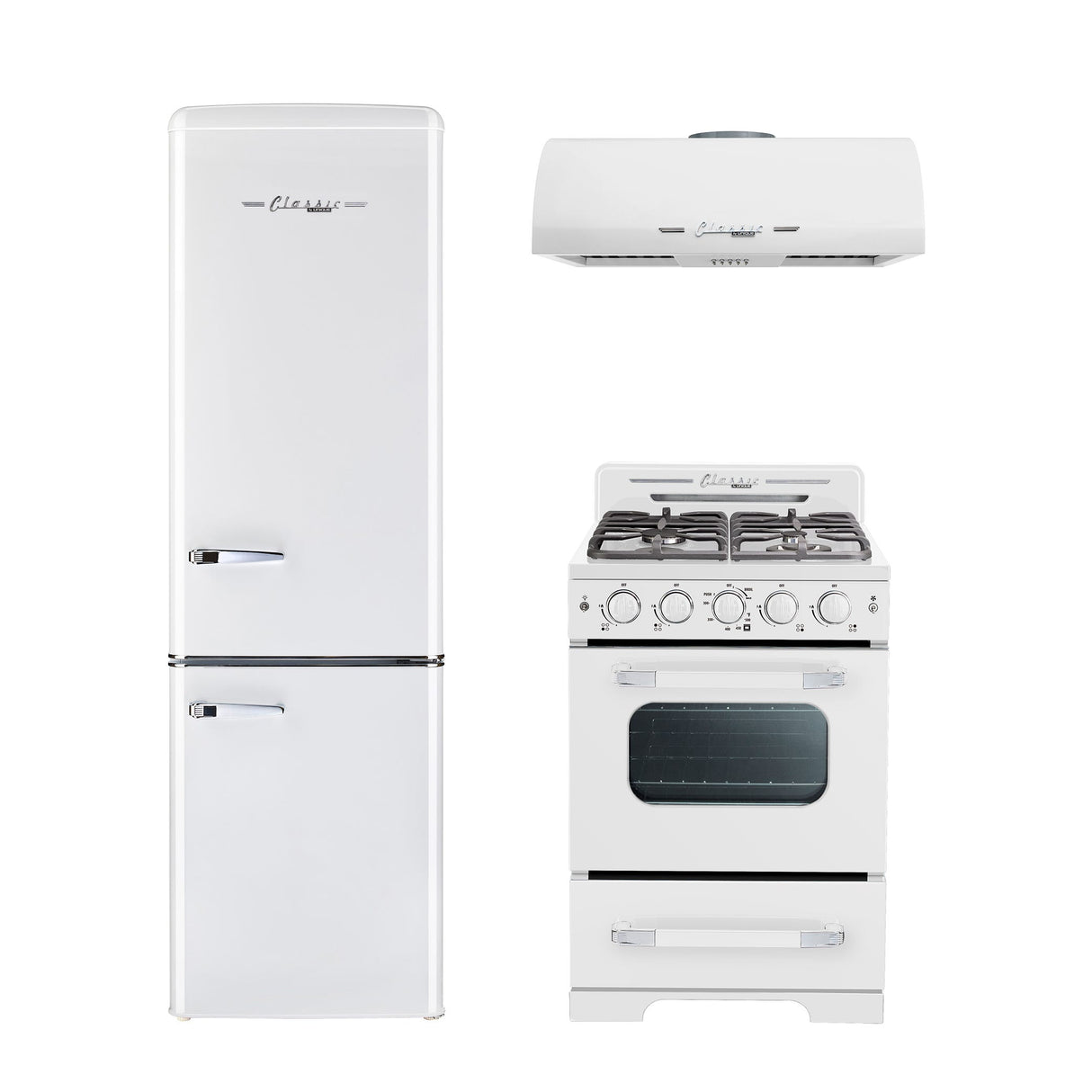 Classic Retro 24-inch 500 CFM Ducted Under Cabinet Range Hood with LED Lighting in Marshmallow White UGP-24CR RH W