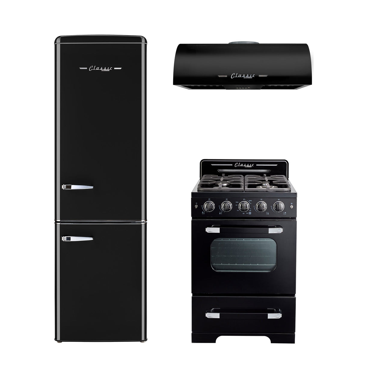Classic Retro 24-inch 500 CFM Ducted Under Cabinet Range Hood with LED Lighting in Midnight Black UGP-24CR RH B