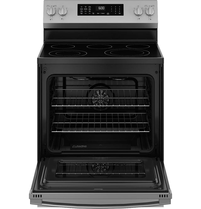 GE 30" Free-Standing Electric Convection Range with No Preheat Air Fry and EasyWash Oven Tray GRF600AVSS