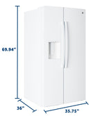 GE® 27.9 Cu. Ft. Side-By-Side Refrigerator with Extra Tall Dispenser and In-Door Icemaker GSS28NGYWW