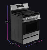 GE Profile™ 30” Smart Free-Standing Gas Convection Range with No Preheat Air Fry and EasyWash™ Oven Tray PGF700AYFS