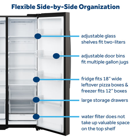 GE 23.6 Cu. Ft. Counter-Depth Side-By-Side Refrigerator with Extra Tall Dispenser and In-Door Icemaker GZS24NMYES