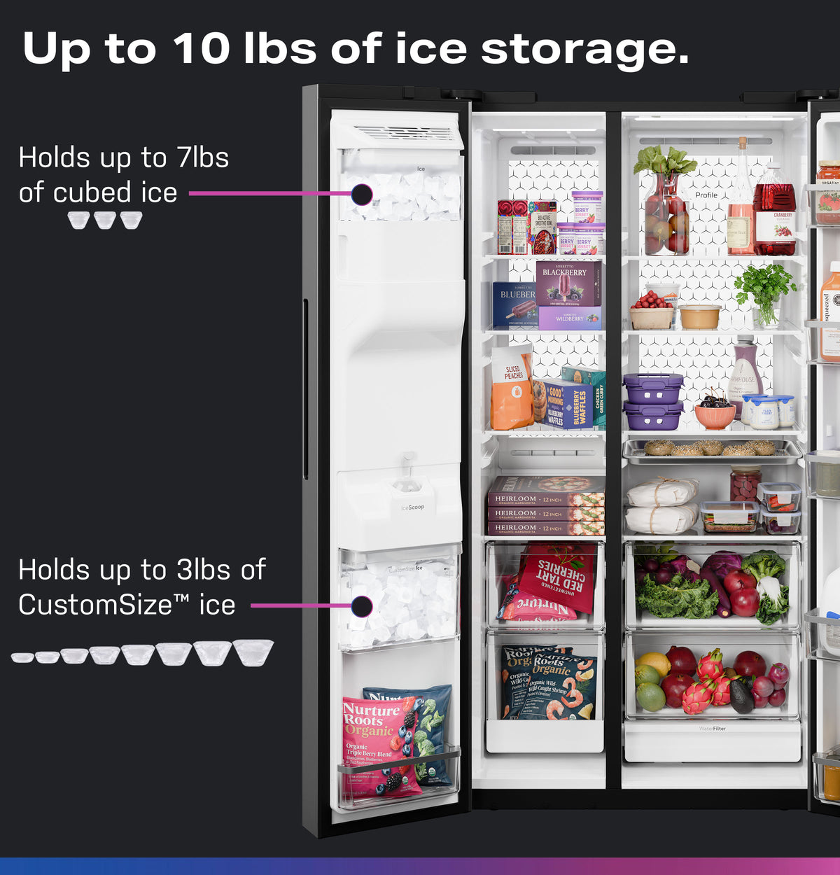 GE Profile™ ENERGY STAR® 27.8 Cu. Ft. Side-By-Side Refrigerator with Hands-Free AutoFill and CustomSize™ Ice PSE28QYYFS