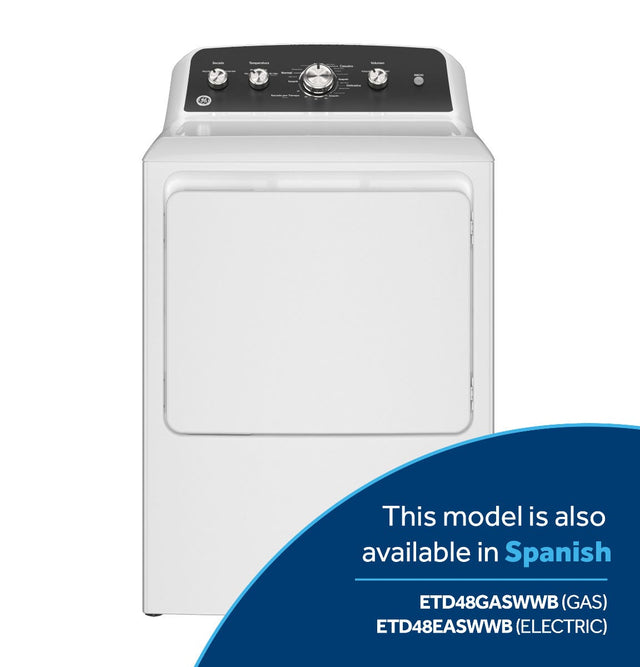 GE 7.2 cu. ft. Capacity Electric Dryer with Up To 120 ft. Venting and Extended Tumble GTD48EASWWB