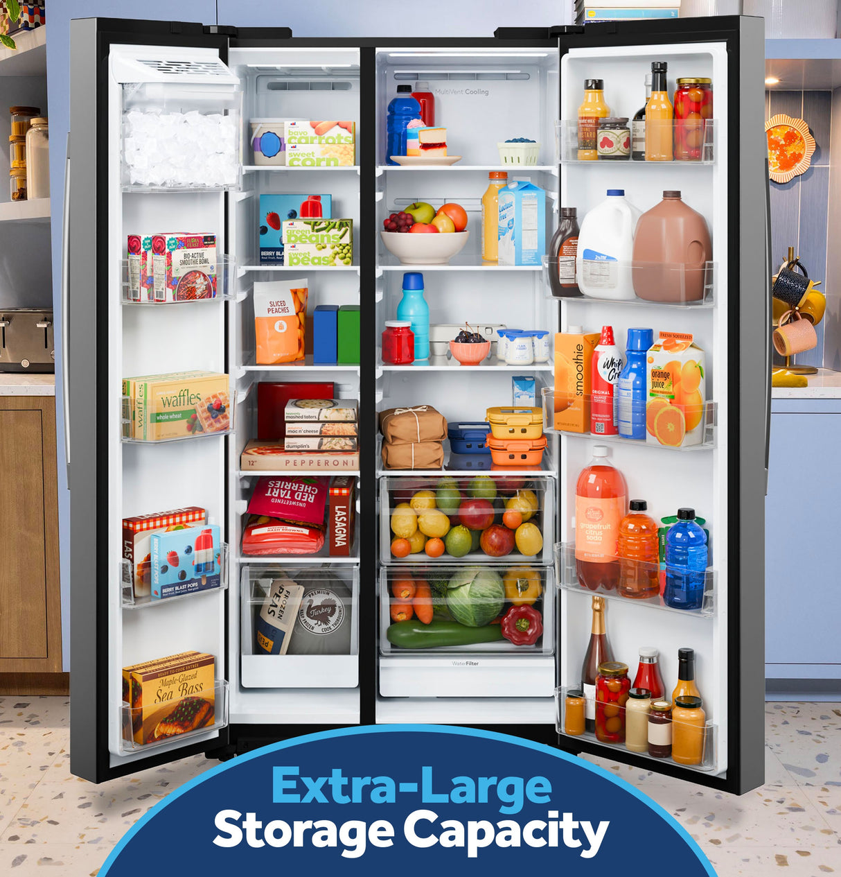 GE 24.2 Cu. Ft. Counter-Depth Side-By-Side Refrigerator with Internal Dispenser and In-Door Icemaker GKS24NYYFS