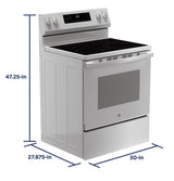 GE® 30" Free-Standing Electric Convection Range with No Preheat Air Fry GRF600AVWW