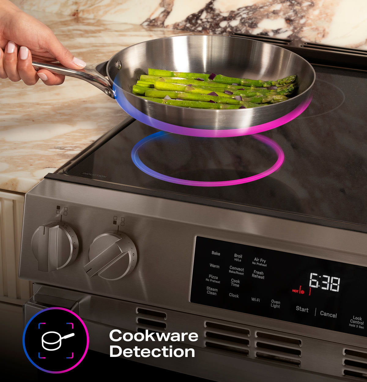 GE Profile™ ENERGY STAR® 30" Smart Slide-In Induction and Convection Range with No Preheat Air Fry and EasyWash™ Oven Tray PHS700AYFS