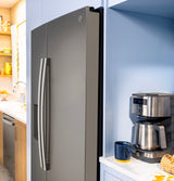 GE 23.6 Cu. Ft. Counter-Depth Side-By-Side Refrigerator with Extra Tall Dispenser and In-Door Icemaker GZS24NMYES