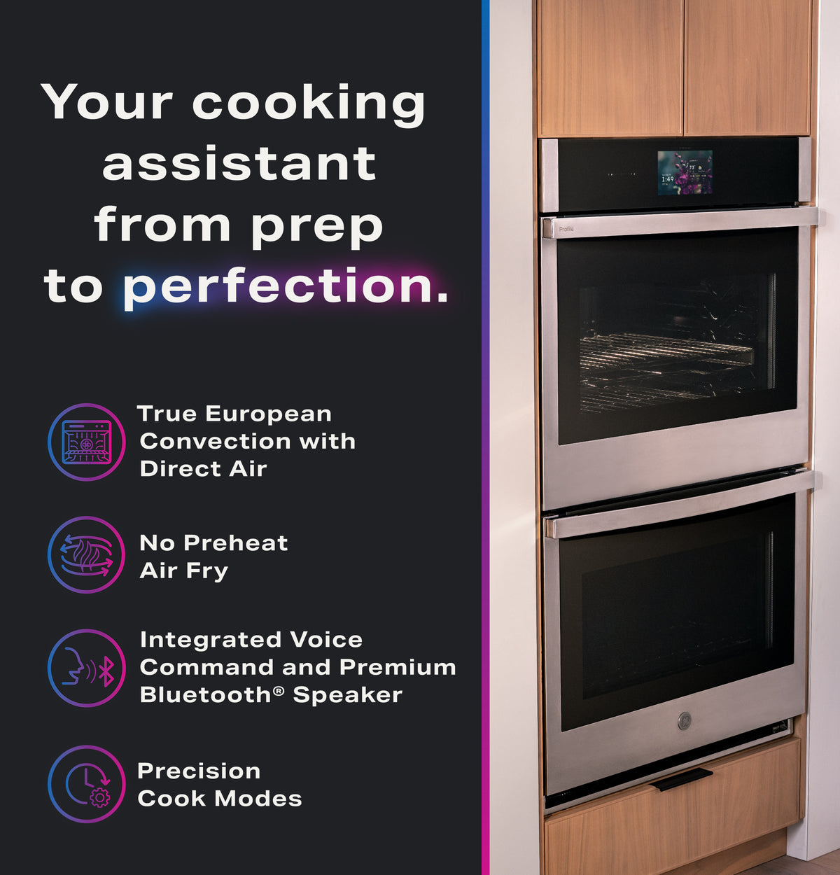 GE Profile™ 30" Smart Built-In Convection Double Wall Oven with In-Oven Camera and No Preheat Air Fry PTD9000SZSS