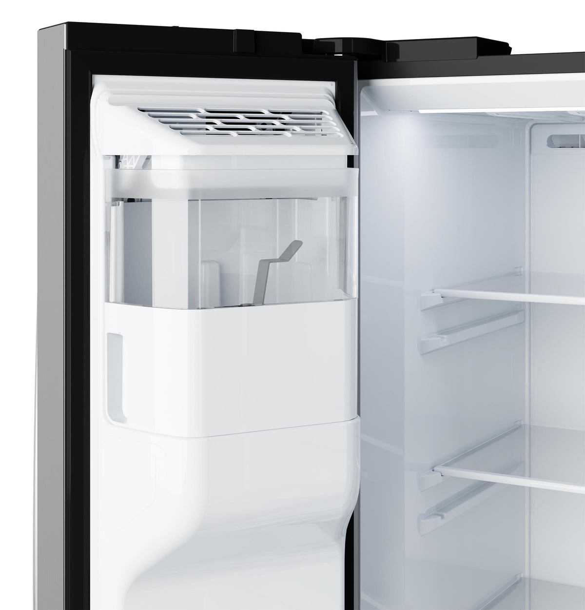 GE 23.6 Cu. Ft. Counter-Depth Side-By-Side Refrigerator with Extra Tall Dispenser and In-Door Icemaker GZS24NYYFS