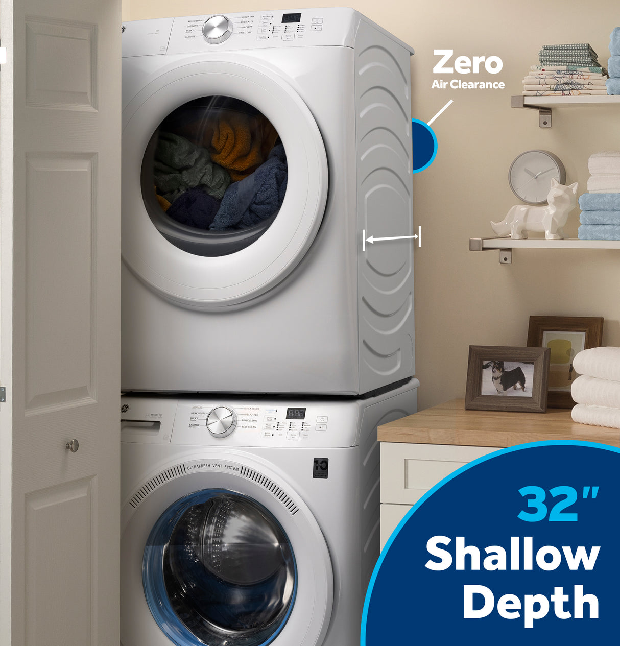 GE® ENERGY STAR® 7.8 cu. ft. Capacity Smart Front Load Gas Dryer GFD35GSPYDS