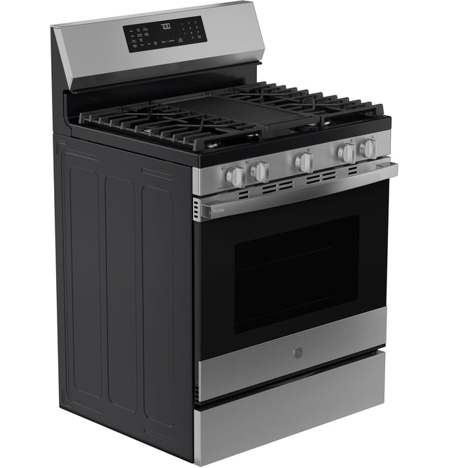 GE Profile™ 30” Smart Free-Standing Gas Convection Range with No Preheat Air Fry and EasyWash™ Oven Tray PGF700AYFS