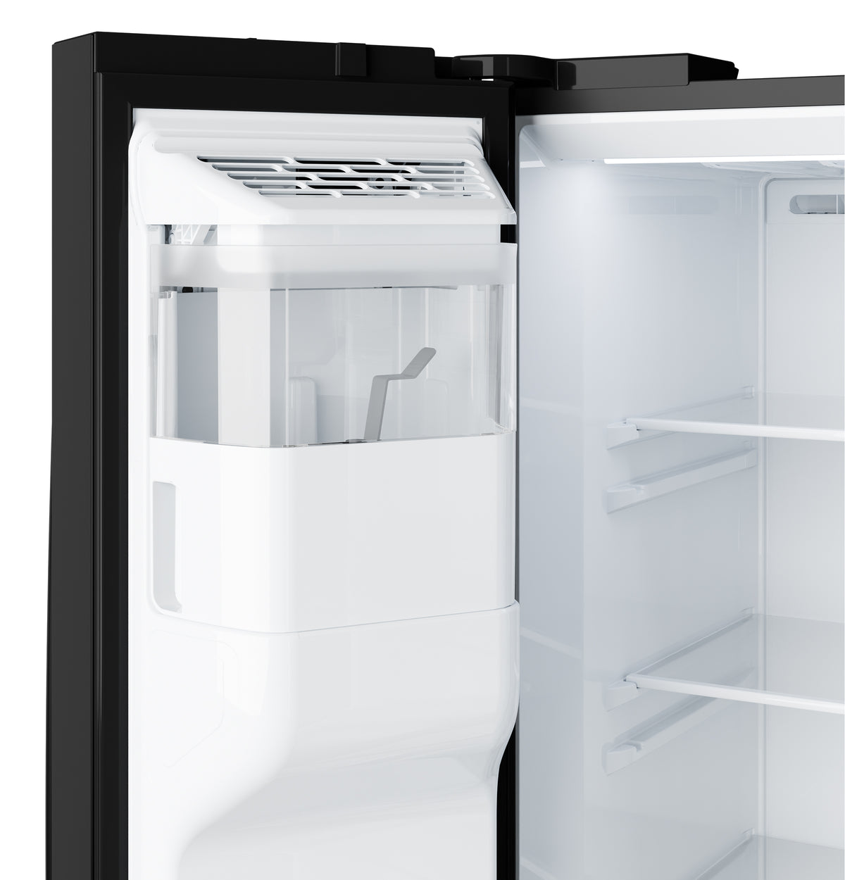 GE 23.6 Cu. Ft. Counter-Depth Side-By-Side Refrigerator with Extra Tall Dispenser and In-Door Icemaker GZS24NGYBB