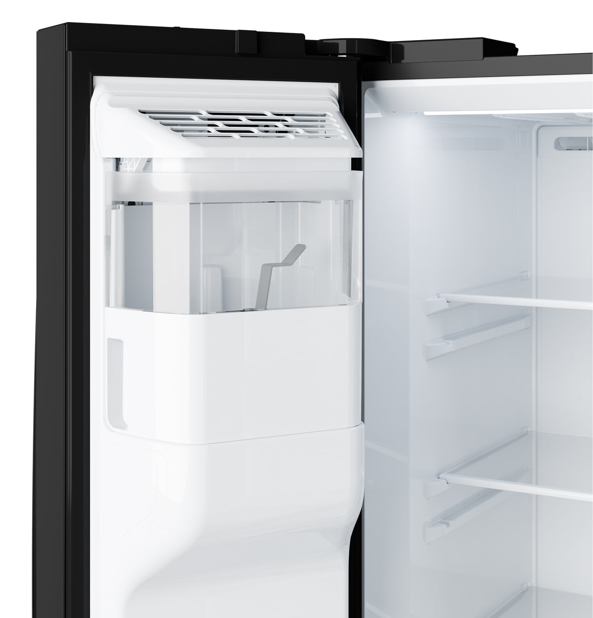 GE® ENERGY STAR® 24 Cu. Ft. Counter-Depth Side-By-Side Refrigerator with Extra Tall Dispenser and In-Door Icemaker GZE24NGYBB