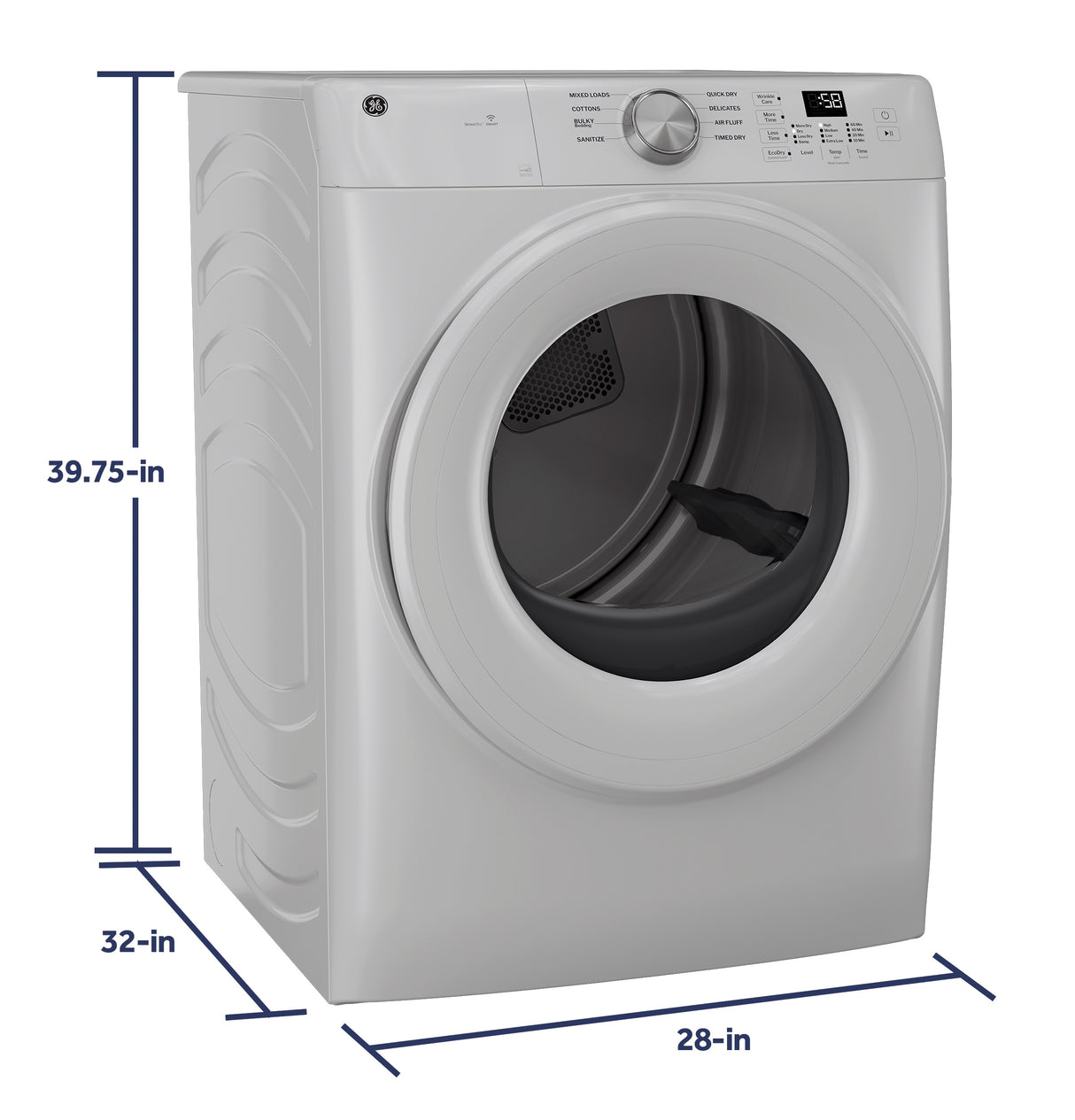 GE® ENERGY STAR® 7.8 cu. ft. Capacity Smart Front Load Gas Dryer GFD35GSSYWW