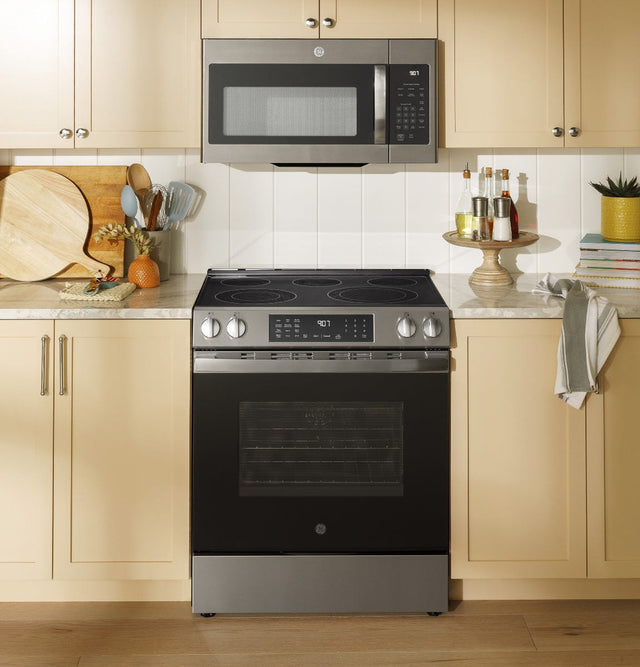 GE® 30" Slide-In Electric Convection Range with No Preheat Air Fry GRS600AVES