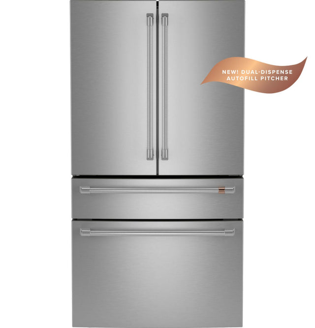 Café™ ENERGY STAR® 23.2 Cu. Ft. Smart Counter-Depth 4-Door French-Door Refrigerator With Dual-Dispense AutoFill Pitcher CJE23DP2WS1