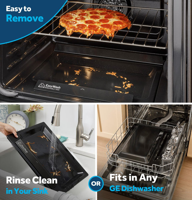 GE® 30" Free-Standing Gas Convection Range with No Preheat Air Fry and EasyWash™ Oven Tray GGF600AVWW