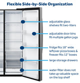 GE 23.6 Cu. Ft. Counter-Depth Side-By-Side Refrigerator with Extra Tall Dispenser and In-Door Icemaker GZS24NYYFS