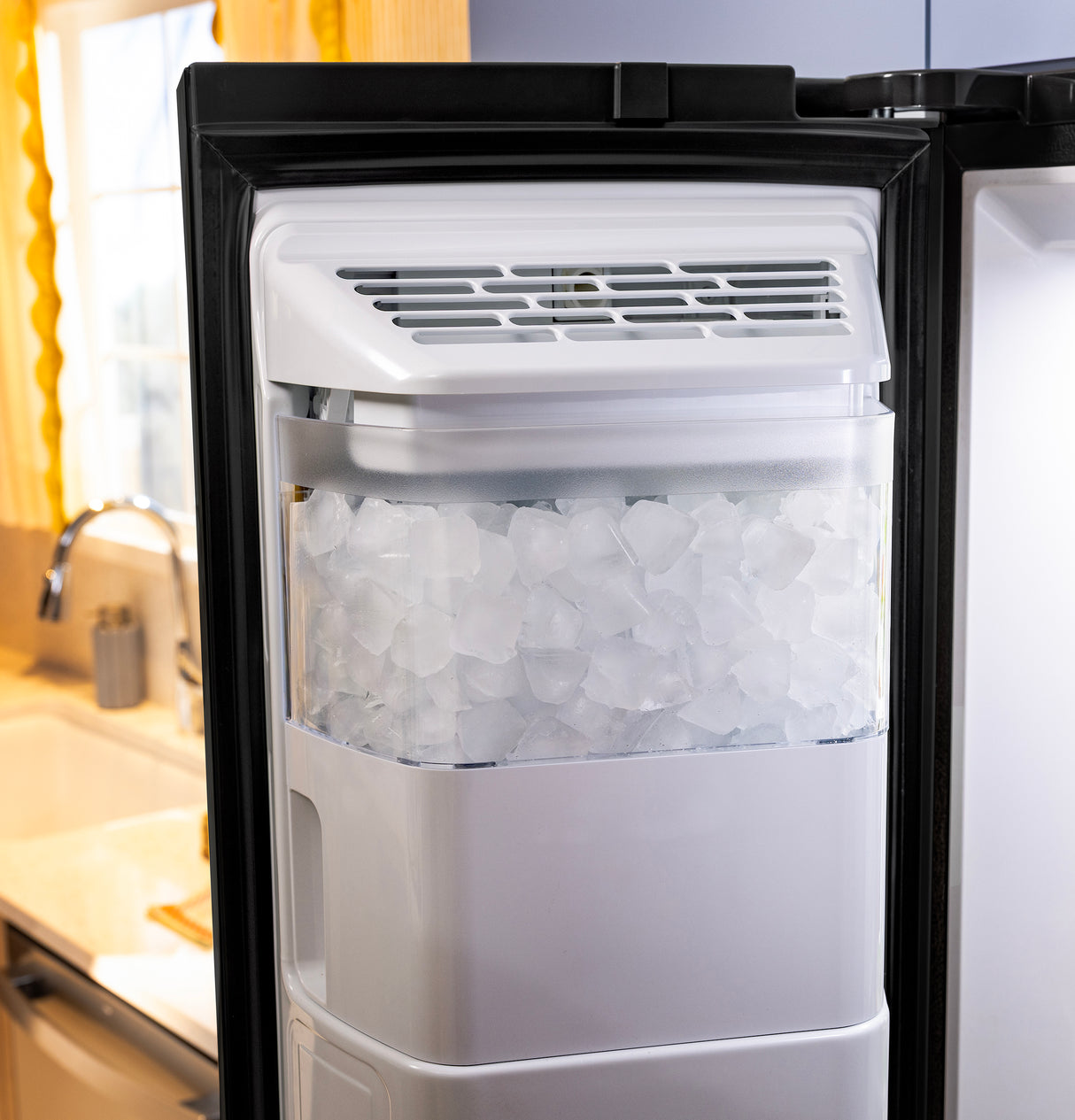 GE® 27.9 Cu. Ft. Side-By-Side Refrigerator with Extra Tall Dispenser and In-Door Icemaker GSS28NGYBB