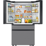 Bespoke 29 cu. ft. Standard Depth 4-Door French Door Refrigerator in Charcoal Glass/Stainless Steel with AI Family Hub+ RF90F29AECR