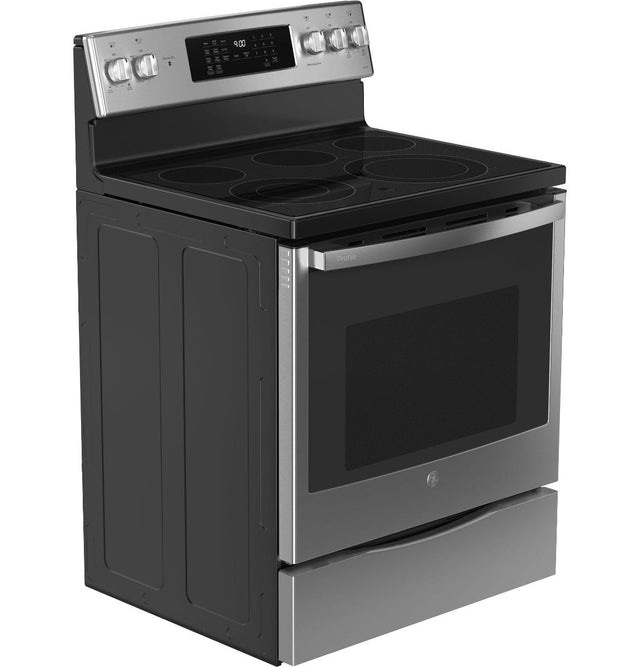 GE Profile 30" Smart Free-Standing Electric Convection Fingerprint Resistant Range with No Preheat Air Fry PB900YVFS