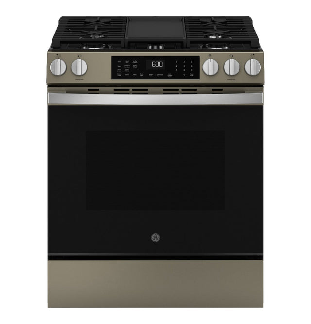 GE® 30" Slide-In Front-Control Convection Gas Range with No Preheat Air Fry and EasyWash™ Oven Tray GGS600AVES