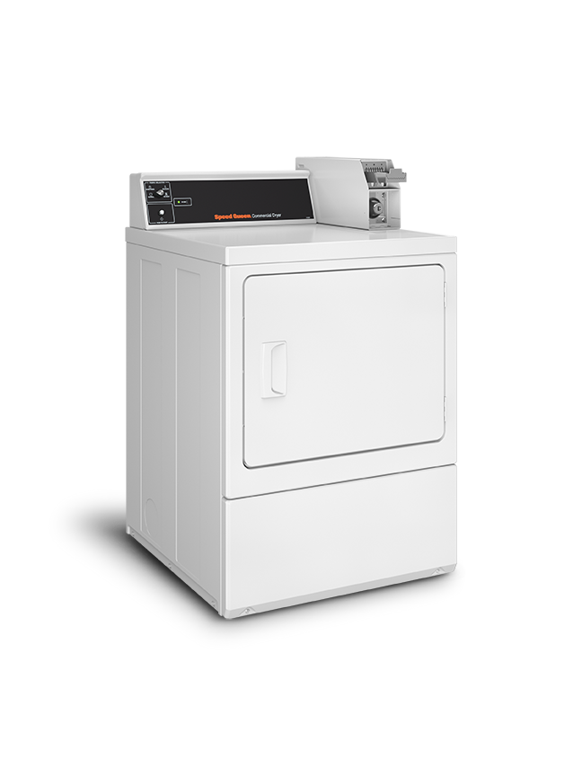 Speed Queen 27 Inch Commercial Gas Vented Single Pocket Dryer with 18 lbs. Capacity, Side Swing Door, in White - DV4000WG
