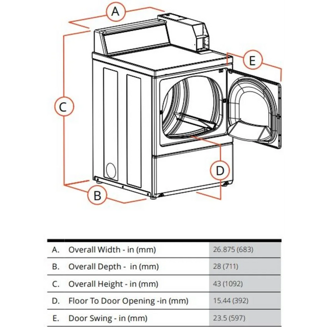 Speed Queen 27 Inch Commercial Gas Vented Single Pocket Dryer with 18 lbs. Capacity, Side Swing Door, in White - DV4000WG