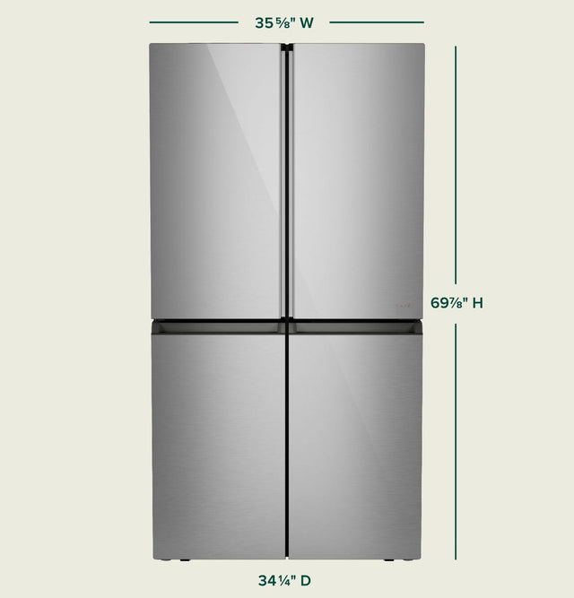 Café™ ENERGY STAR® 27.4 Cu. Ft. Smart Quad-Door Refrigerator in Platinum Glass with Dual-Dispense AutoFill Pitcher CAE28DM5TS5